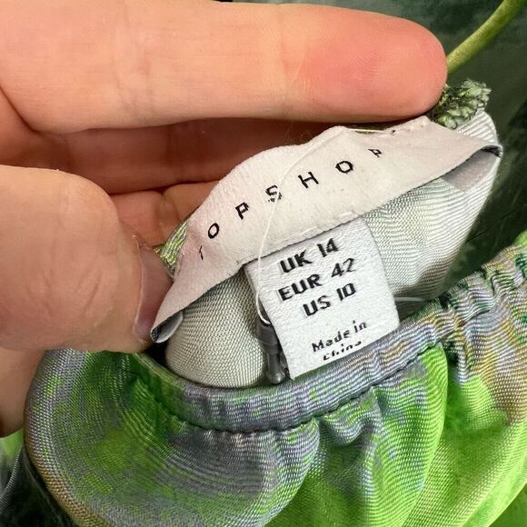 Topshop Women's Size 10 Green Floral Cami Slip Midi Dress - Picture 8 of 9